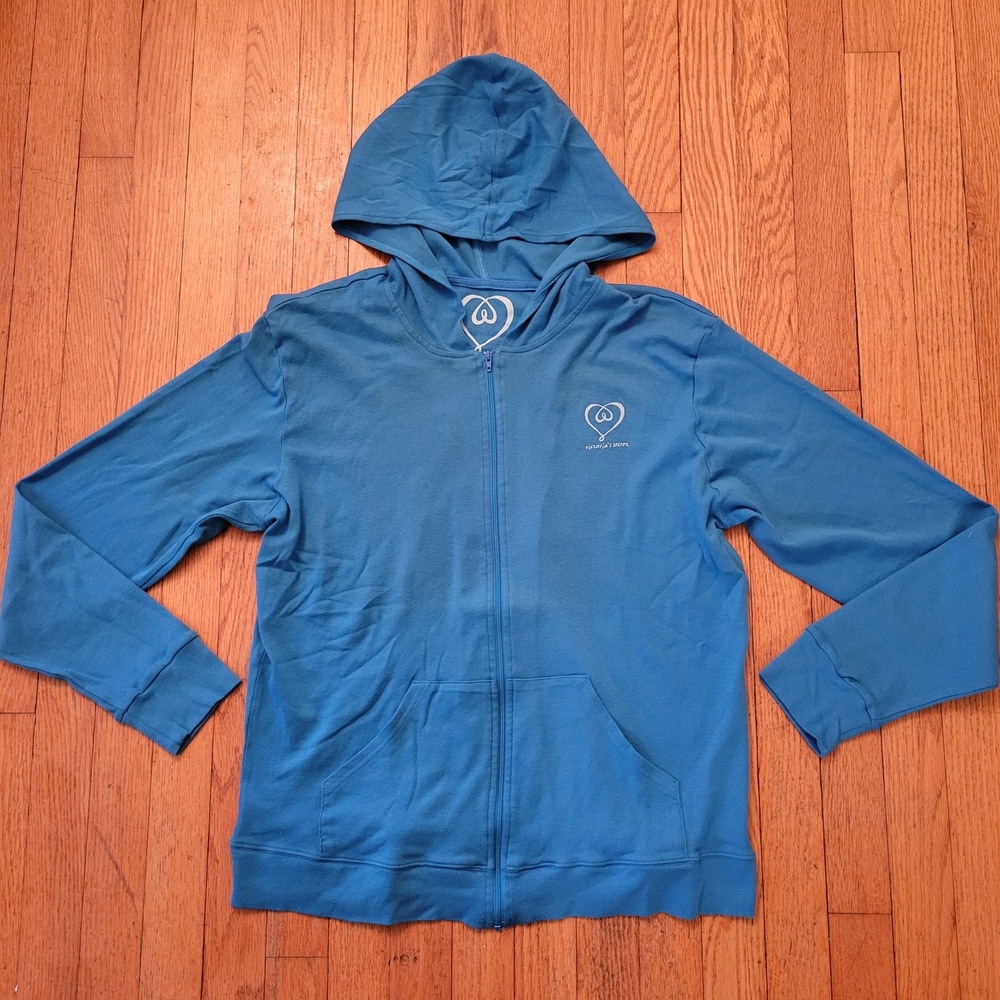 Victorias Secret Blue Heart Logo Zip Up Hoodie L Layering Y2K Cozy‎ Hipster